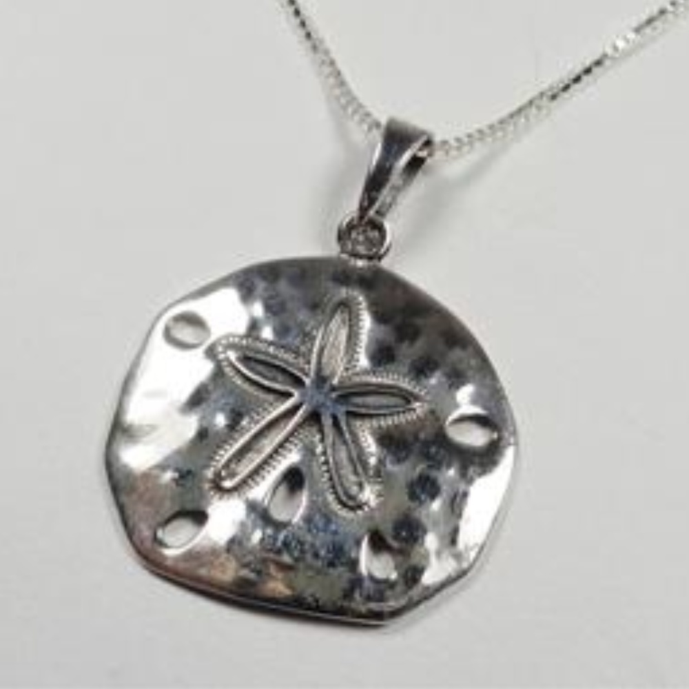 .925 SILVER NAUTICAL SAND DOLLAR STARFISH NECKLACE